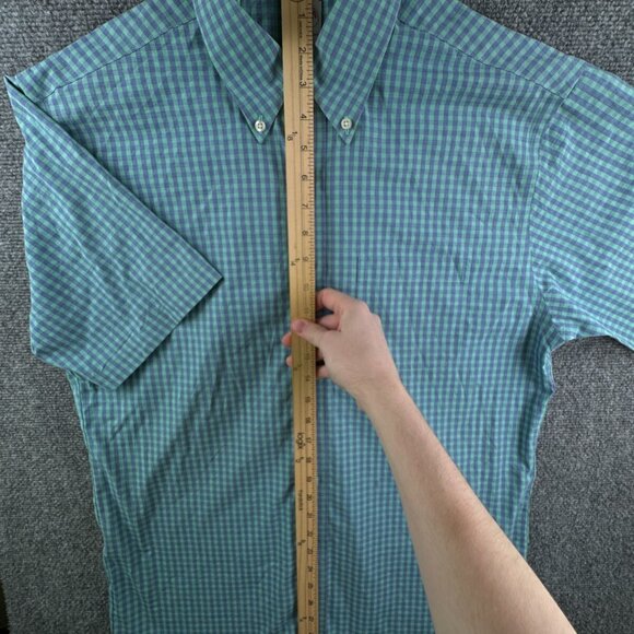 Brooks Brothers Short Sleeve Button Up Shirt Men Cotton Purple Green Medium Reg - Picture 3 of 16